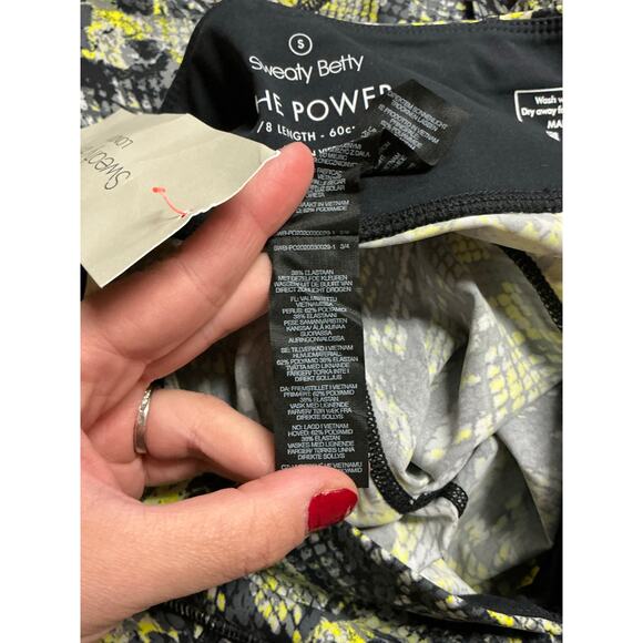 Sweaty Betty Power 7/8 Workout Leggings - Citrus Green Snake Print Size S - Picture 10 of 12